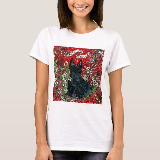 T-shirt Écossais Terrier Xmas (Devant)