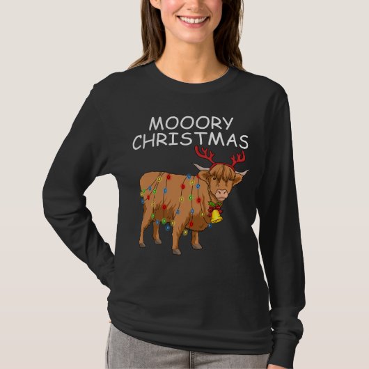 T-shirt Écossaise Highland Vache Cadeaux Femmes Moory Chri (Devant)