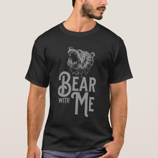 T-shirt Écouter avec moi Texte gris et image grise (Devant)