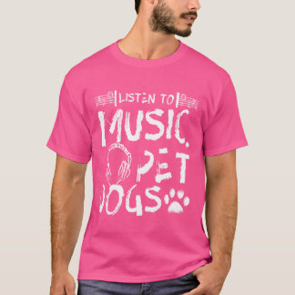 T-shirt Ecouter musique chiens de compagnie retro garçon