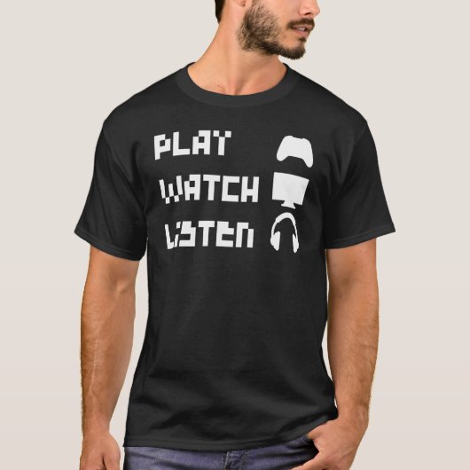 T-shirt Écouter Retro 8 bits Contrôleur casque (Devant)