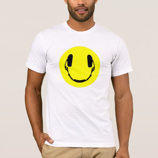 T-shirt Écouteurs heureux de visage (Devant)