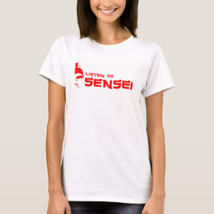 T-shirt Écoutez le blanc/rouge de Sensei (femmes)