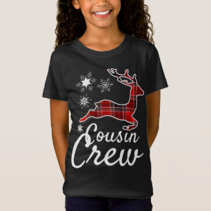 T-Shirt Écran de Cousin Plaid Reindee Noël Rouge Black Paj