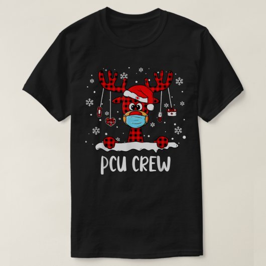 T-shirt Écran PCU Buffalo Plaid Visage Masque Reindeer Inf (Design devant)