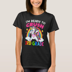 T-shirt Écraser 3e Année Dabbing Unicorn Retour À L'École 