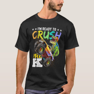 T-shirt Écraser le camion monstre dinosaure pré-maternelle