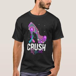 T-shirt Écraser Thyroïde ruban rose vif sarcelle et violet
