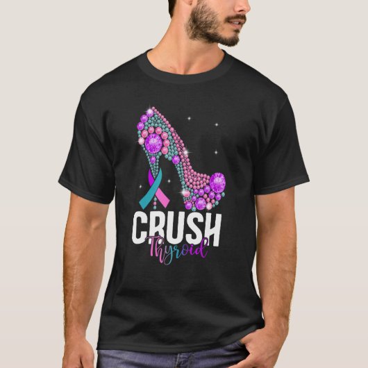 T-shirt Écraser Thyroïde ruban rose vif sarcelle et violet (Devant)