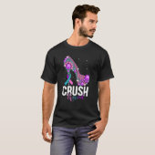 T-shirt Écraser Thyroïde ruban rose vif sarcelle et violet (Devant entier)