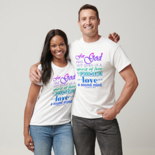 T-shirt Écriture 2 Timothée 1:7 Power Love Sound Mind
