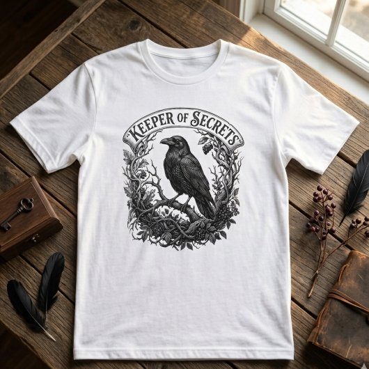 T-shirt Écriture gothique complexe de corbeau, Art académi