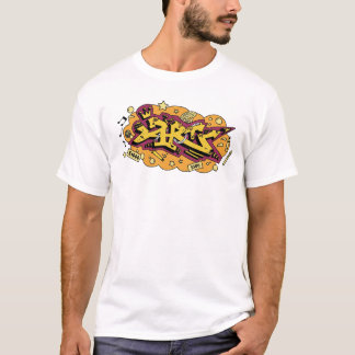 T-shirt Écriture manuscrite graffiti jaune et orange urbai