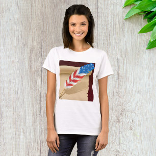 T-shirt Écriture patriotique plume sur papier antique
