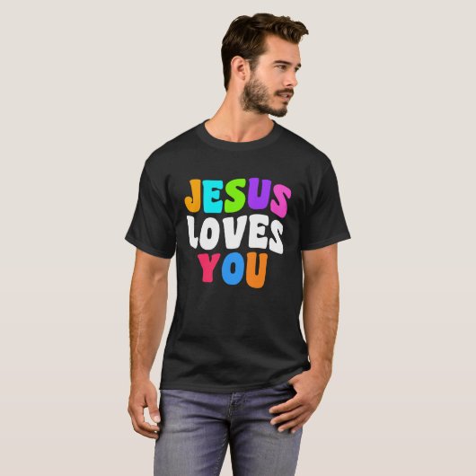 T-shirt Écritures bibliques chrétiennes Jésus t'aime (Devant entier)