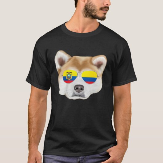 T-shirt Ecuadorian Flag Akita Dog Ecuador Pocket (Devant)