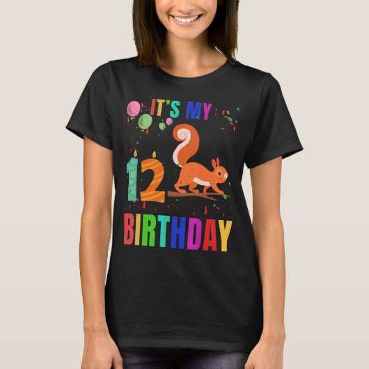 T-shirt Écureuil 12e Anniversaire Écureuillers Animal Grap (Devant)