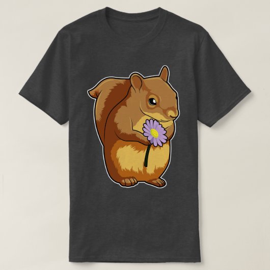 T-shirt Écureuil à fleurs violettes (Design devant)