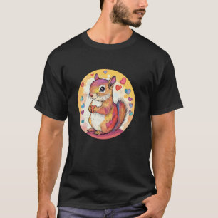 T-shirt Écureuil adorable tenant un cœur entouré de cœurs
