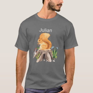 T-shirt Écureuil animal de forêt avec un nom Julian drôle