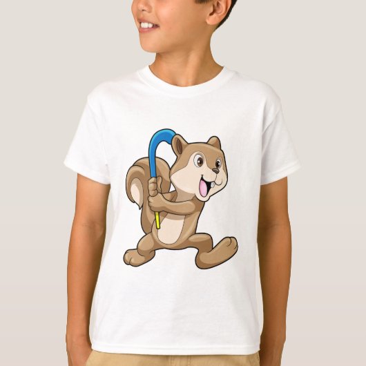 T-shirt Écureuil au hockey sur gazon avec bâton (Devant)