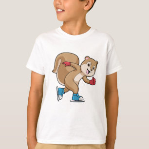 T-shirt Écureuil au patinage sur glace avec patins sur gla