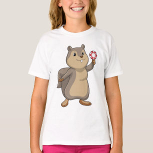 T-shirt Écureuil au Poker avec des jetons de Poker