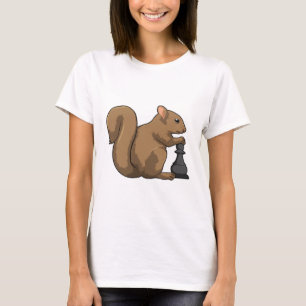 T-shirt Écureuil aux échecs avec pièce d'échecs Évêque