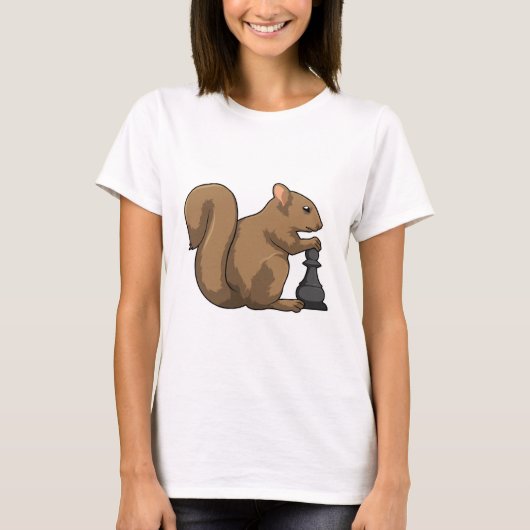 T-shirt Écureuil aux échecs avec pièce d'échecs Évêque (Devant)