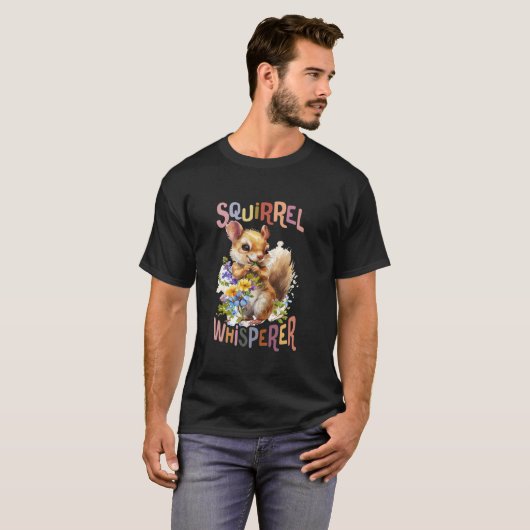 T-shirt écureuil avec fleurs mignon écureuil chuchoter chp (Devant entier)
