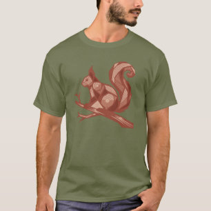 T-shirt Écureuil Brown rouge sur une branche Nature de la 