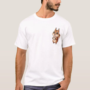 T-shirt Écureuil Brun Mignon Tenant Une Tasse De Café Chau
