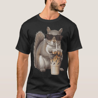 T-shirt Écureuil buvant un café glacé amateur drôle d'anim