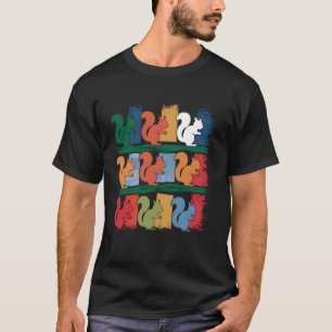 T-shirt Écureuil Coloré en Rangées Art de la Nature Modern