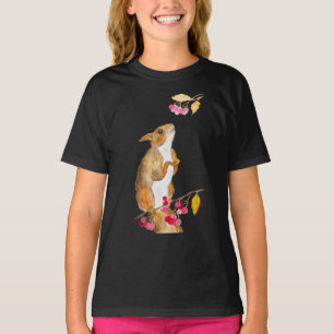 T-shirt Écureuil d'aquarelle drôle sur une branche avec de