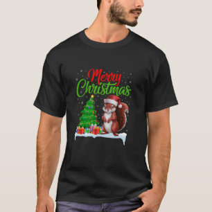 T-shirt Écureuil d'arbre de Noël lumières drôle Noël Écure