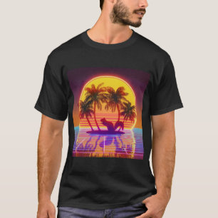 T-shirt Écureuil de l'île rétro dans un coucher de soleil