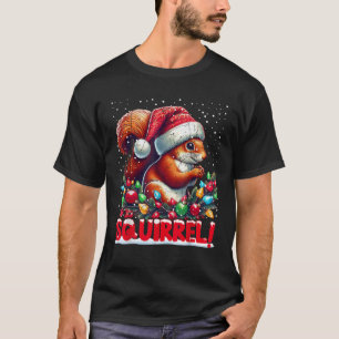 T-shirt Écureuil de Noël Canne à Bonbon Chapeau de Père No