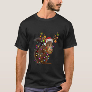 T-shirt Écureuil de Noël Drôle Lumières de Noël des rennes