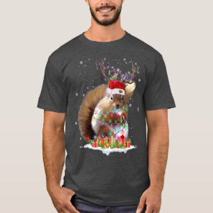 T-shirt Écureuil de Noël Drôle Lumières de Noël des rennes