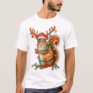 T-shirt Écureuil de Noël Lumières de Noël Saison des Fêtes