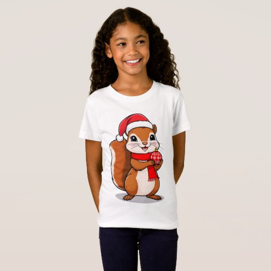 T-Shirt Écureuil de Noël Mignon (Devant entier)