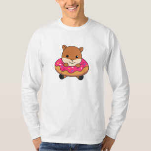 T-shirt Écureuil Doux Animaux Drôle En Rose De Donut