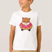 T-shirt Écureuil Doux Animaux Drôle En Rose De Donut (Devant)