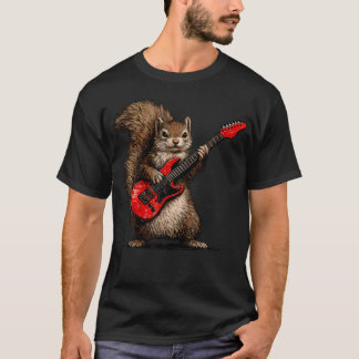 T-shirt Écureuil drôle jouant du rock de guitare et