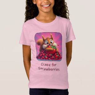 T-Shirt Écureuil duveteux “Fou de fraises”, drôle