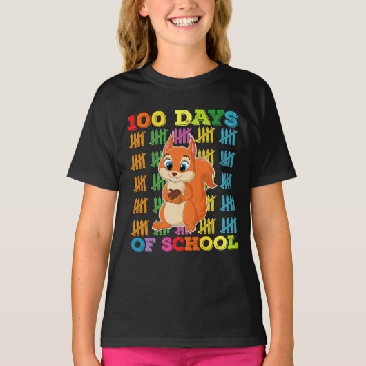 T-shirt Écureuil Enseignant 100 Jours D'école (Devant)