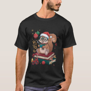 T-shirt Écureuil festif avec lunettes de Père Noël et cann