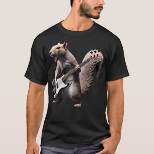 T-shirt Écureuil Jouant du Rock à la Guitare