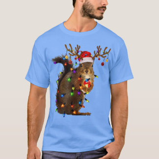 T-shirt Écureuil laide Noël mignon Écureuil lumières de No